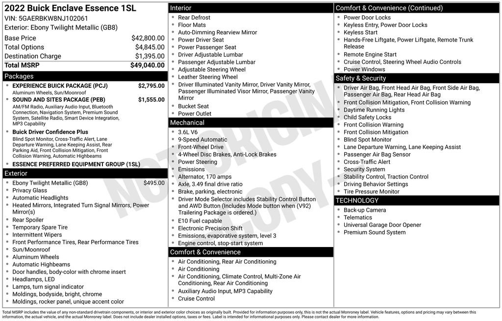 Used 2022 Buick Enclave Essence w/ Experience Buick Package FWD image 7
