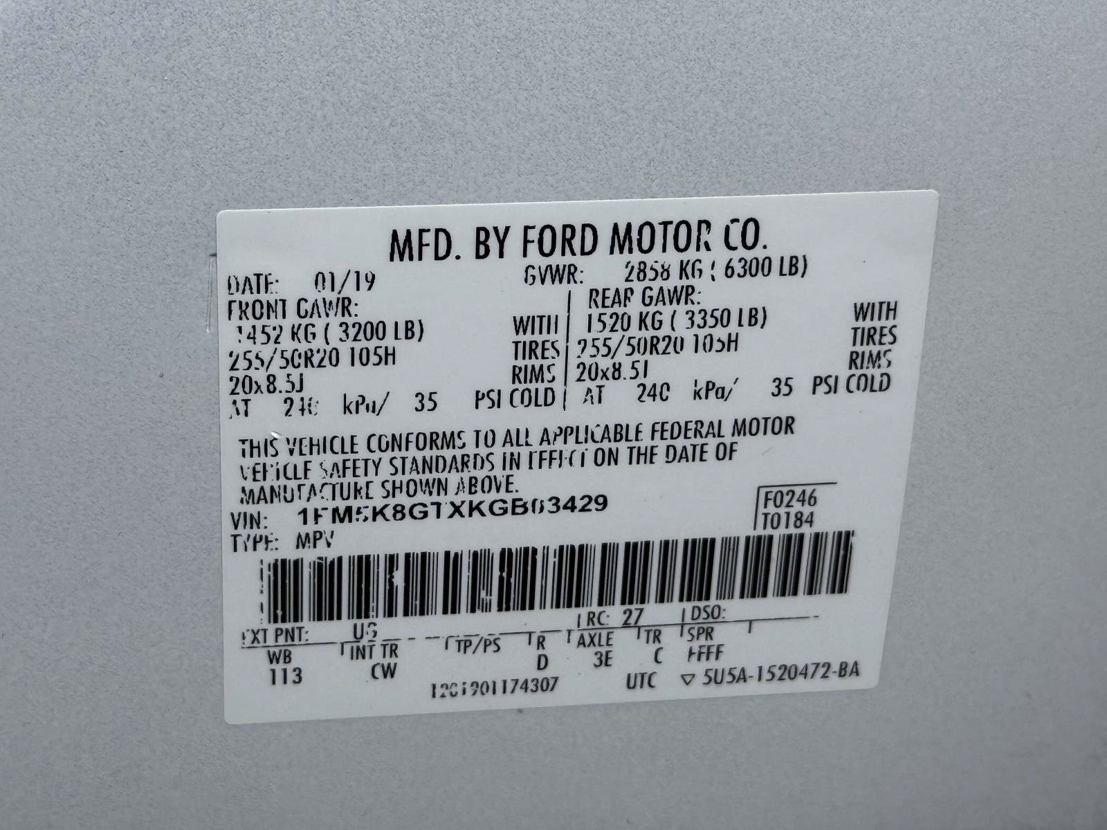 Certified 2019 Ford Explorer Sport w/ Equipment Group 401A AWD/4WD image 32