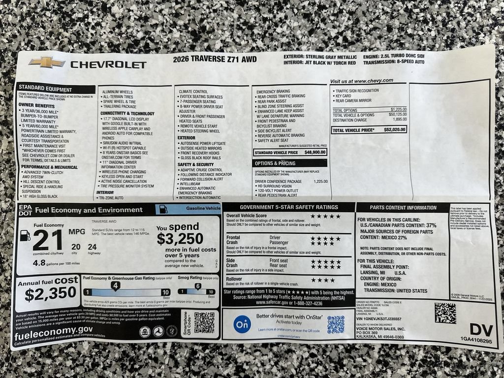 Used 2026 Chevrolet Traverse Z71 w/ Driver Confidence Package AWD/4WD image 68