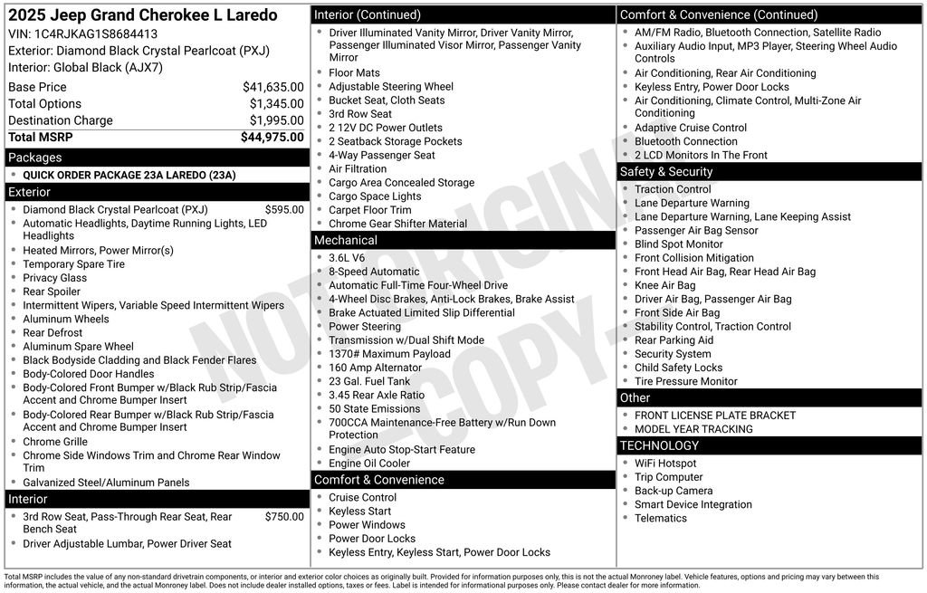 New 2025 Jeep Grand Cherokee L Laredo AWD/4WD image 2