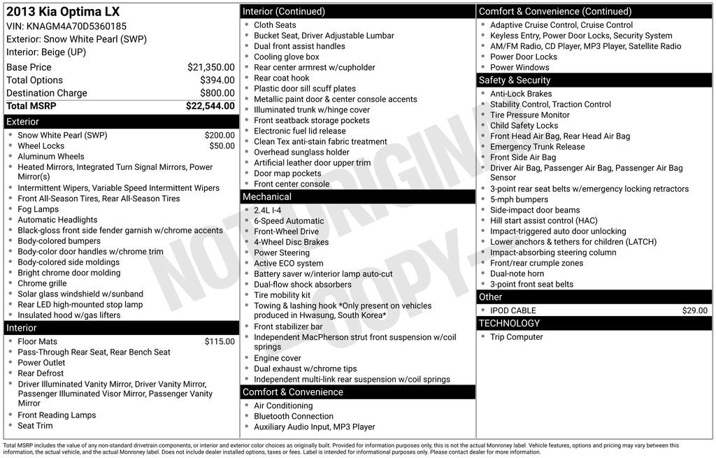 Used 2013 Kia Optima LX image 10