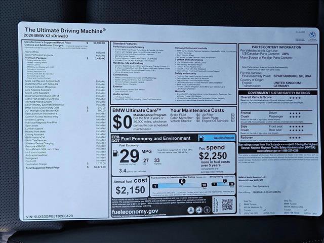New 2026 BMW X3 xDrive30 w/ Premium Package image 17