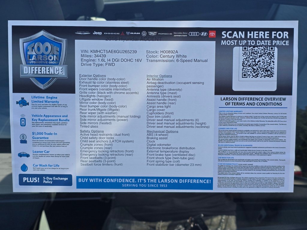 Used 2016 Hyundai Accent SE FWD image 42