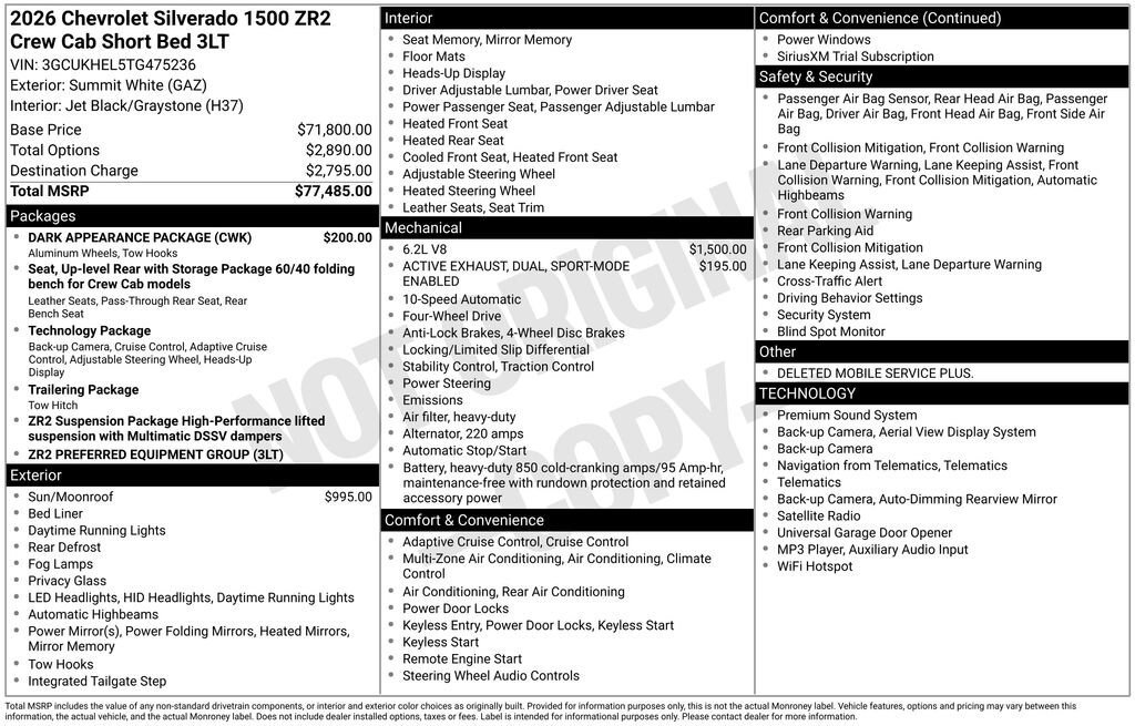 New 2026 Chevrolet Silverado 1500 ZR2 w/ Dark Appearance Package AWD/4WD image 11