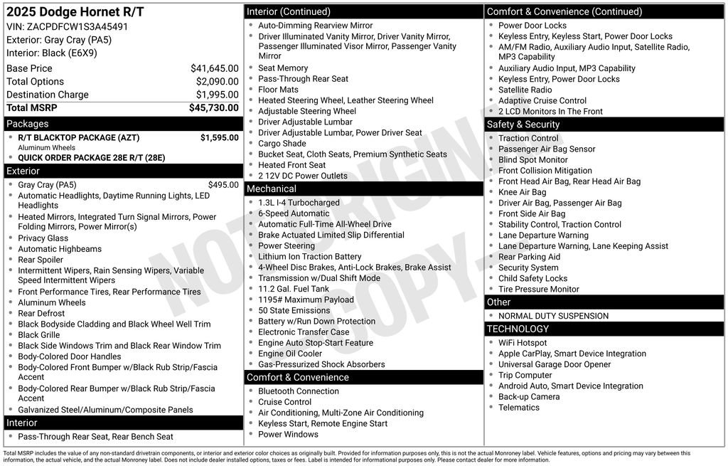 New 2025 Dodge Hornet R/T w/ R/T Blacktop Package image 3
