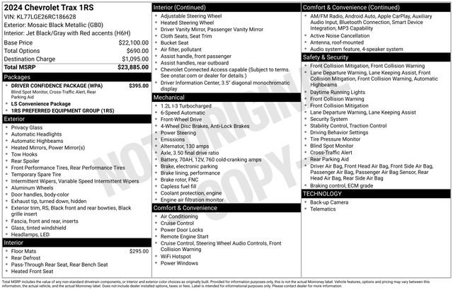 Used 2024 Chevrolet Trax RS w/ Driver Confidence Package FWD image 28
