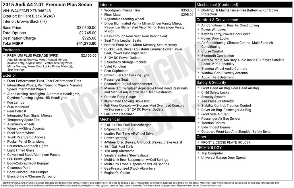 Used 2015 Audi A4 2.0T Premium Plus w/ Premium Plus Package image 3