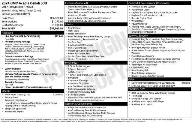 Used 2024 GMC Acadia Denali w/ LPO, Floor Liner Package image 20