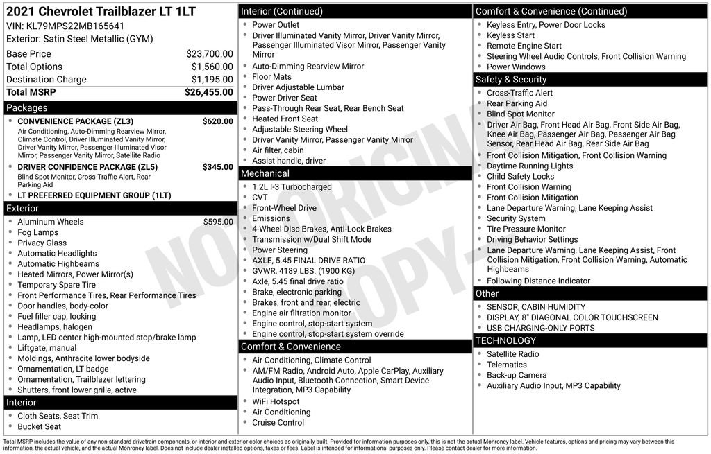 Used 2021 Chevrolet TrailBlazer LT w/ Convenience Package FWD image 30