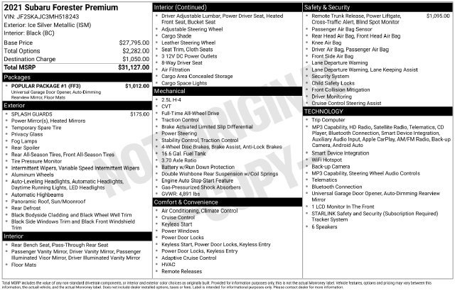Used 2021 Subaru Forester Premium w/ Popular Package #1 AWD/4WD image 32