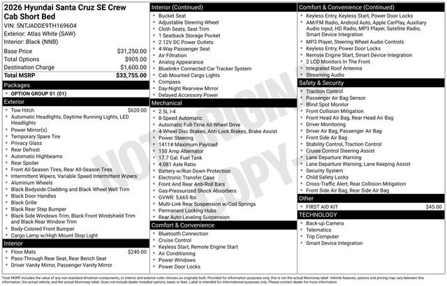 New 2026 Hyundai Santa Cruz SE AWD/4WD image 35