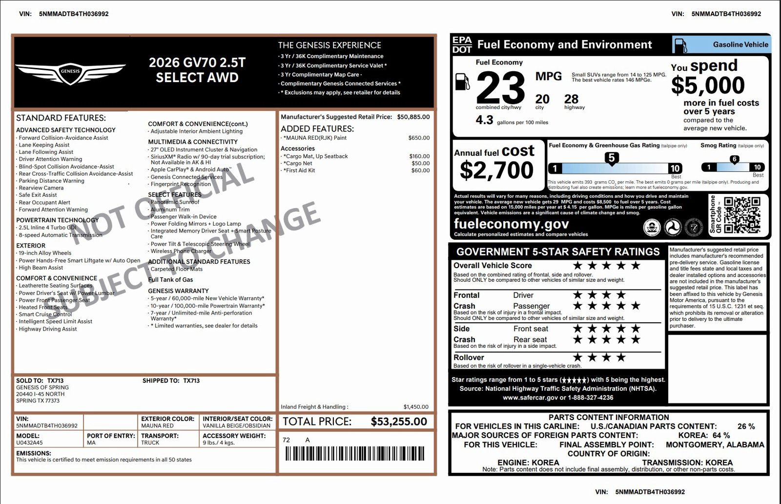 Certified 2026 Genesis GV70 2.5T Select image 3