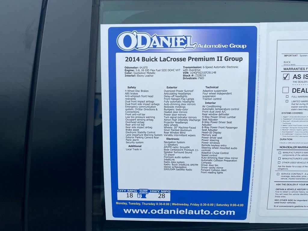 Used 2014 Buick LaCrosse Premium w/ Driver Confidence Package image 31