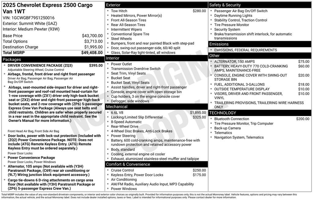 New 2025 Chevrolet Express 2500 Extended w/ Driver Convenience Package image 6