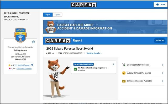 Certified 2025 Subaru Forester Sport AWD/4WD image 12