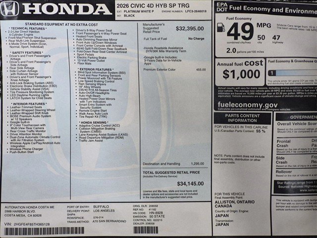 New 2026 Honda Civic Sport Touring image 17