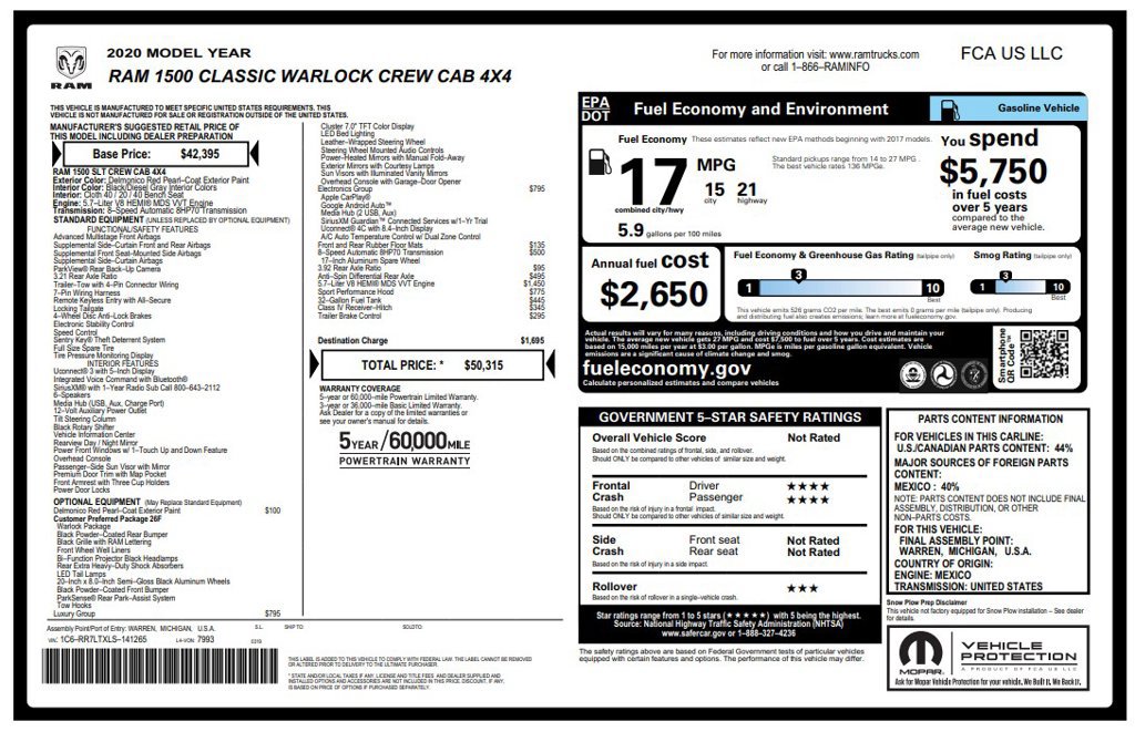 Used 2020 RAM 1500 Classic SLT AWD/4WD image 4