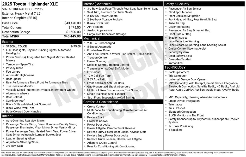 Used 2025 Toyota Highlander XLE FWD image 2