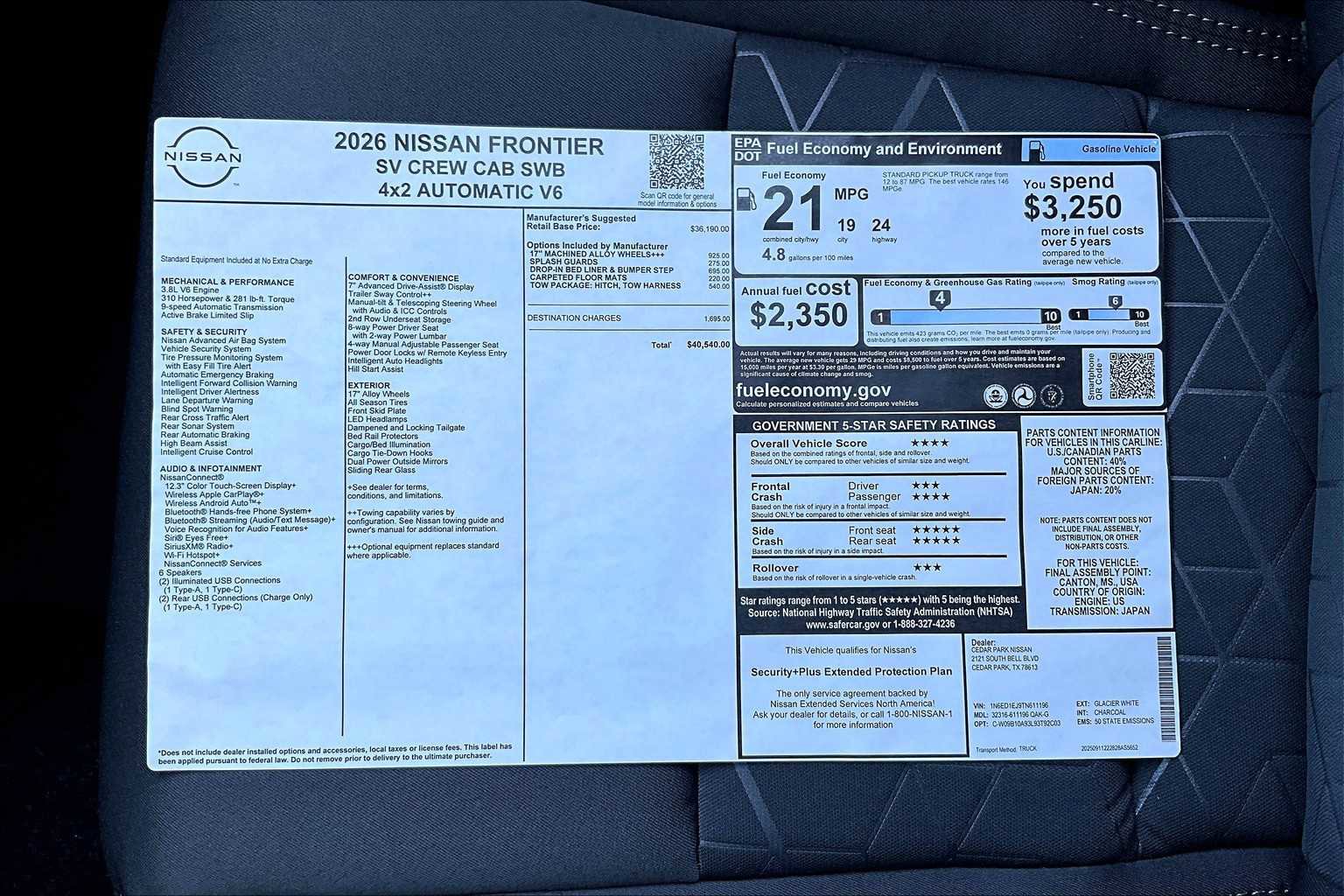 New 2026 Nissan Frontier SV image 21