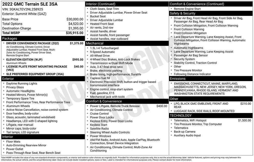 Used 2022 GMC Terrain SLE w/ Driver Convenience Package image 2