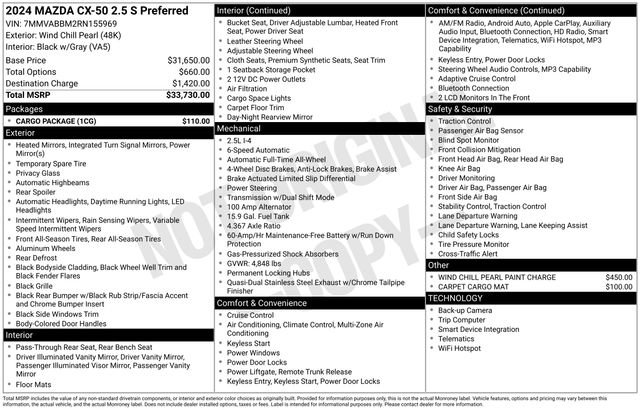 Used 2024 MAZDA CX-50 AWD 2.5 S w/ Cargo Package image 5