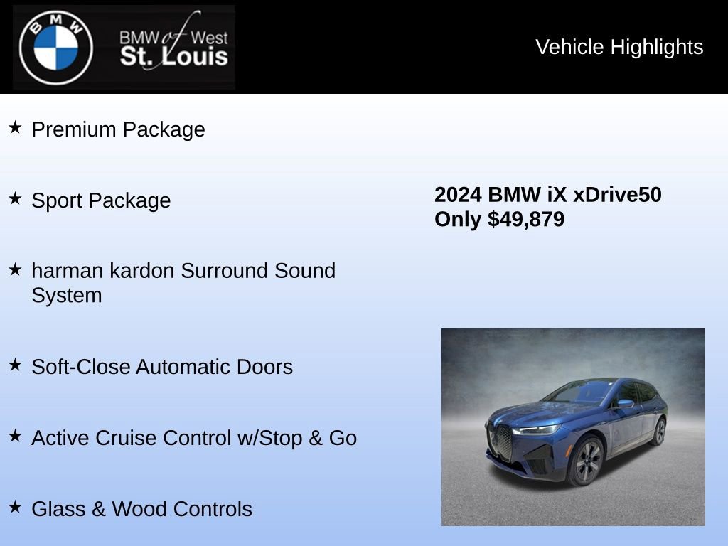 Used 2024 BMW iX xDrive50 w/ Premium Package AWD/4WD image 16