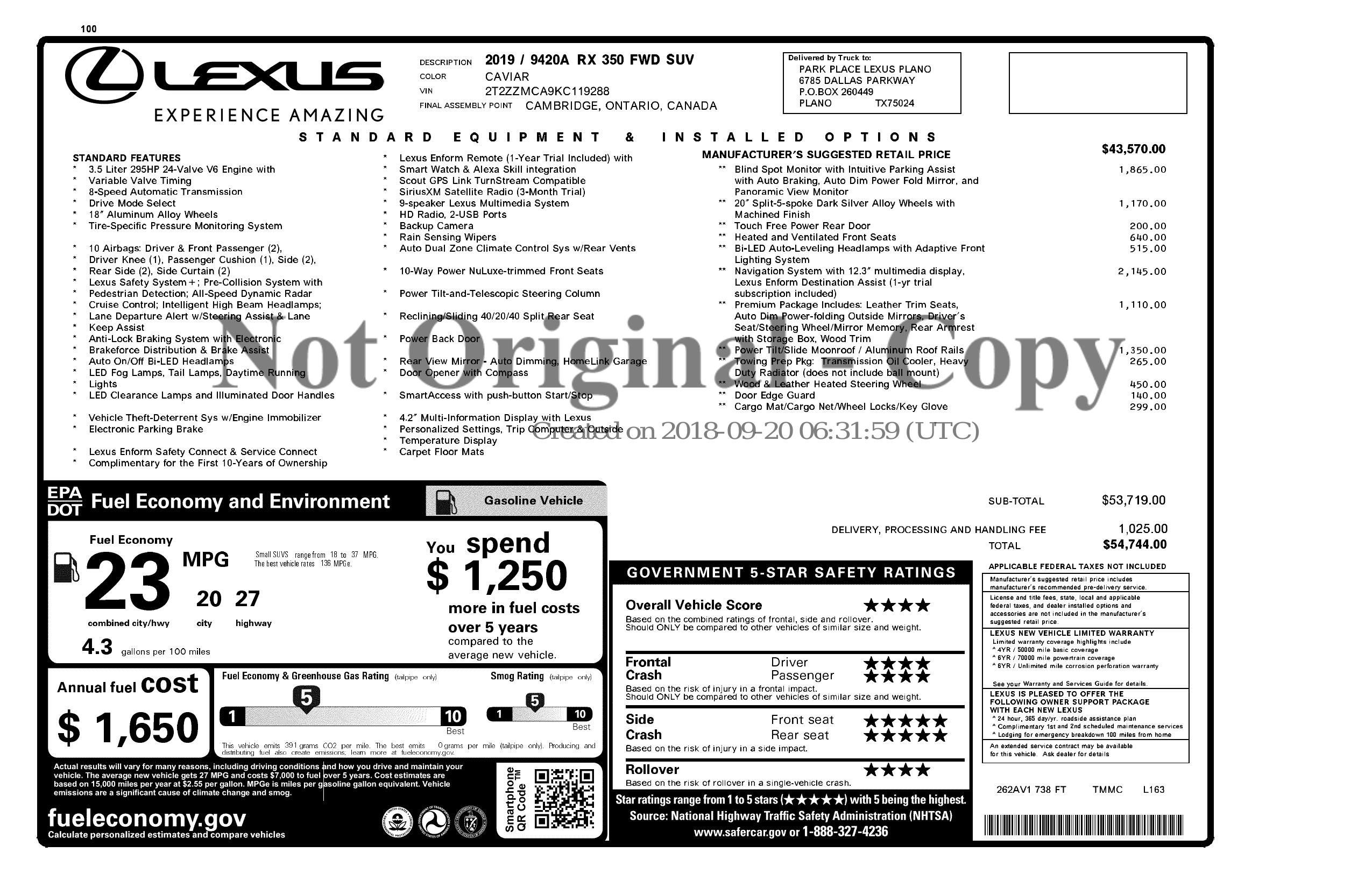 Used 2019 Lexus RX 350 FWD w/ Navigation Package image 3