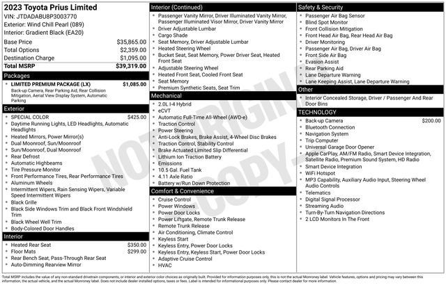 Used 2023 Toyota Prius Limited w/ Limited Premium Package AWD/4WD image 39