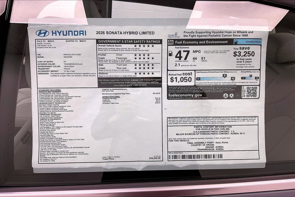 New 2026 Hyundai Sonata Limited image 14