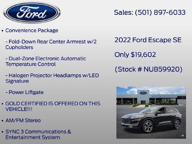 Certified 2022 Ford Escape SE w/ SE Sport Appearance Package FWD image 13