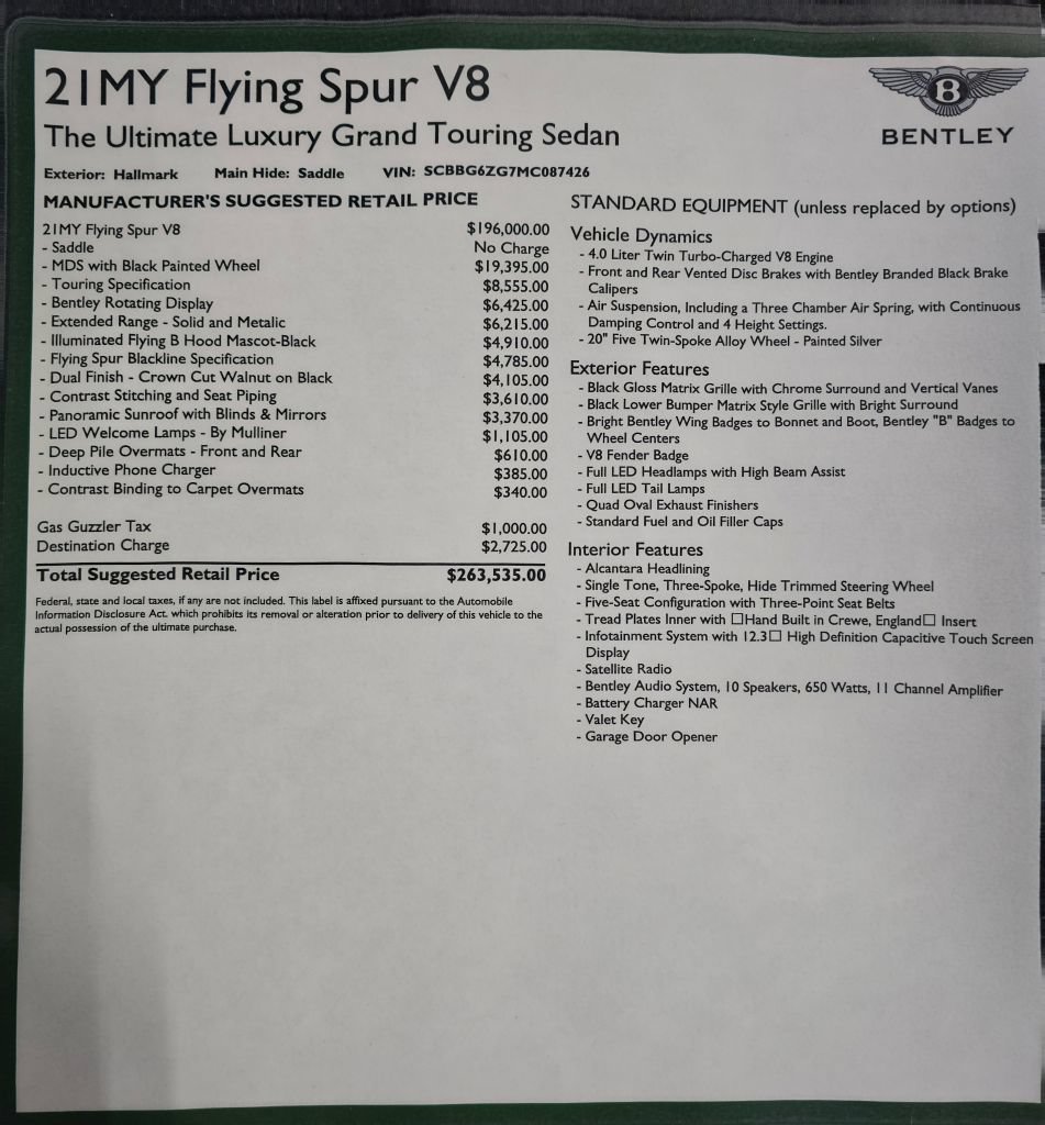 Used 2021 Bentley Flying Spur V8 AWD/4WD image 1
