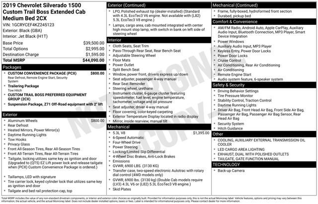 Used 2019 Chevrolet Silverado 1500 Custom Trail Boss w/ Custom Convenience Package image 2
