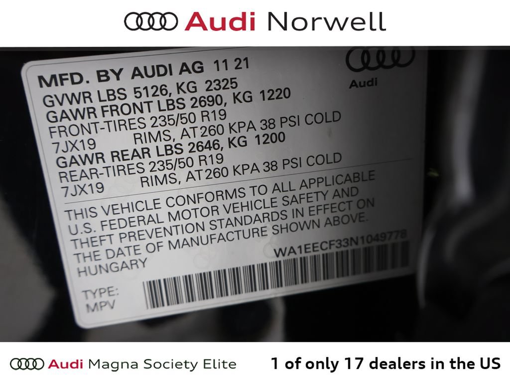 Certified 2022 Audi Q3 2.0T Premium Plus w/ Premium Plus Package AWD/4WD image 3
