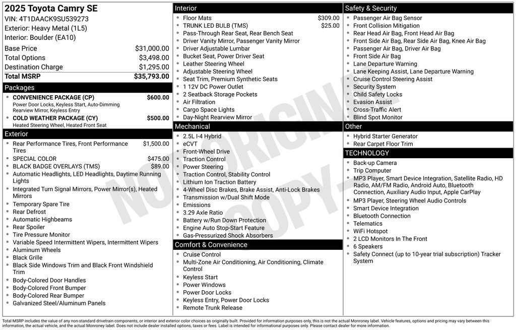 Used 2025 Toyota Camry SE w/ Convenience Package FWD image 7