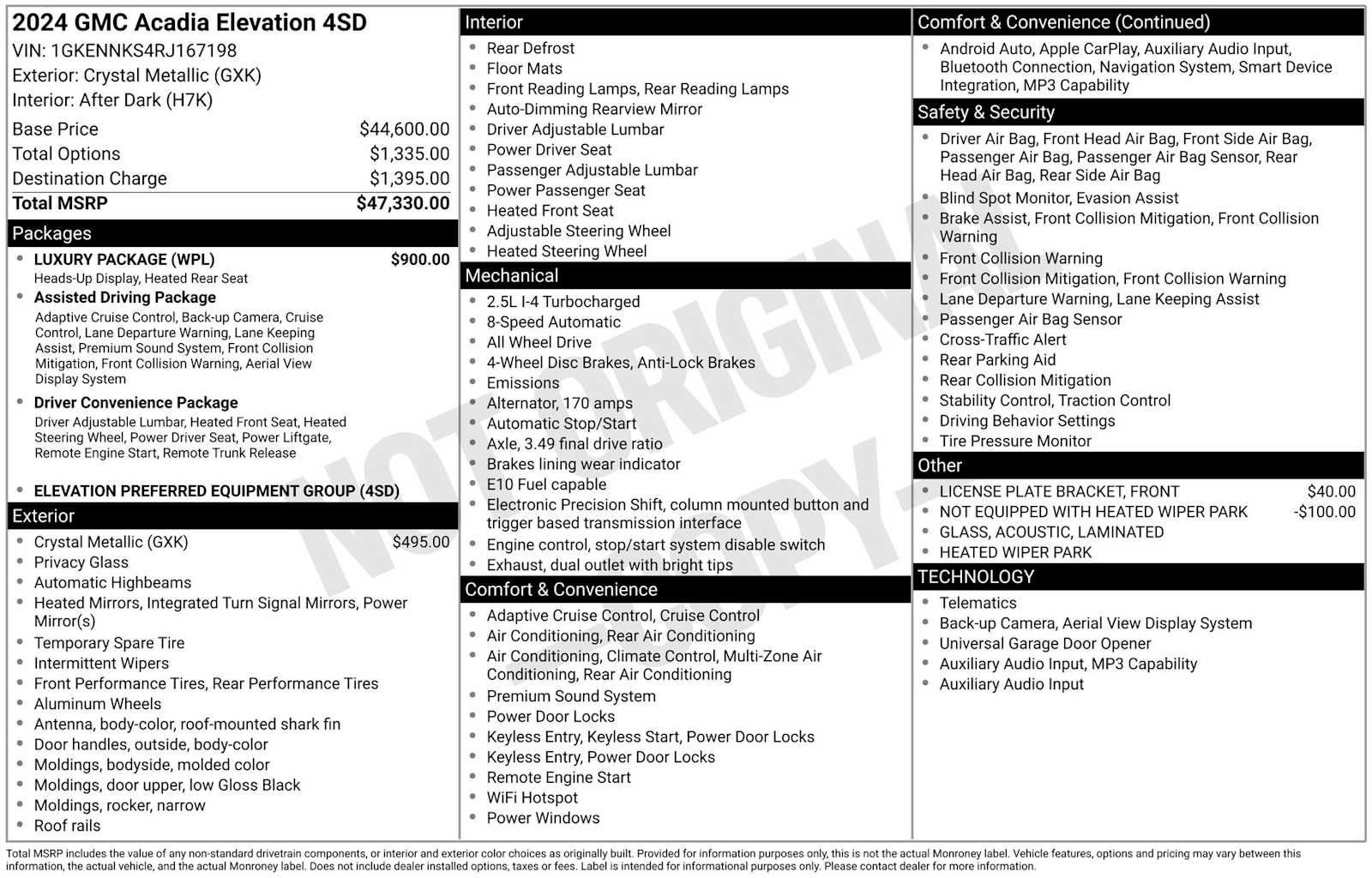 Used 2024 GMC Acadia Elevation w/ Luxury Package AWD/4WD image 30