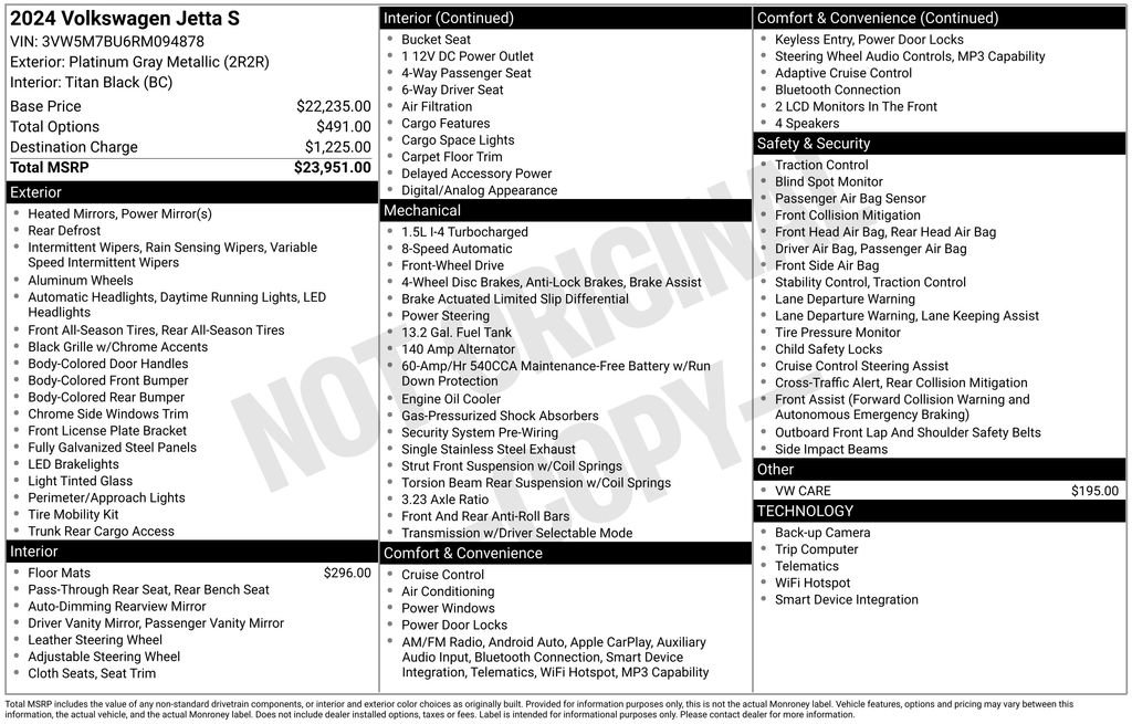 Used 2024 Volkswagen Jetta S image 15