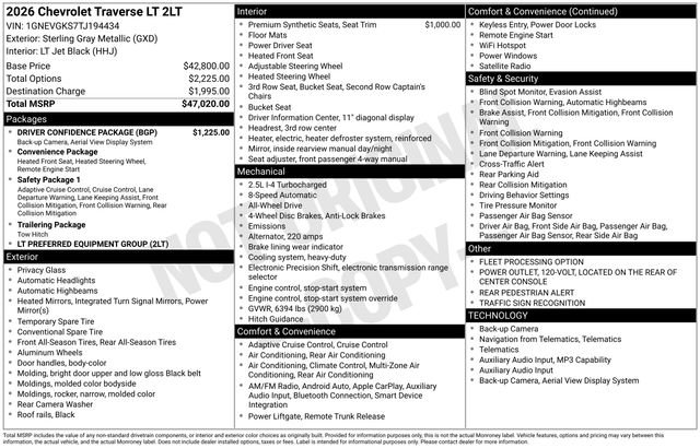 Certified 2026 Chevrolet Traverse LT w/ Driver Confidence Package AWD/4WD image 6