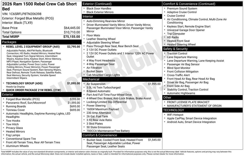 New 2026 RAM 1500 Rebel w/ Rebel Level 2 Equipment Group image 2