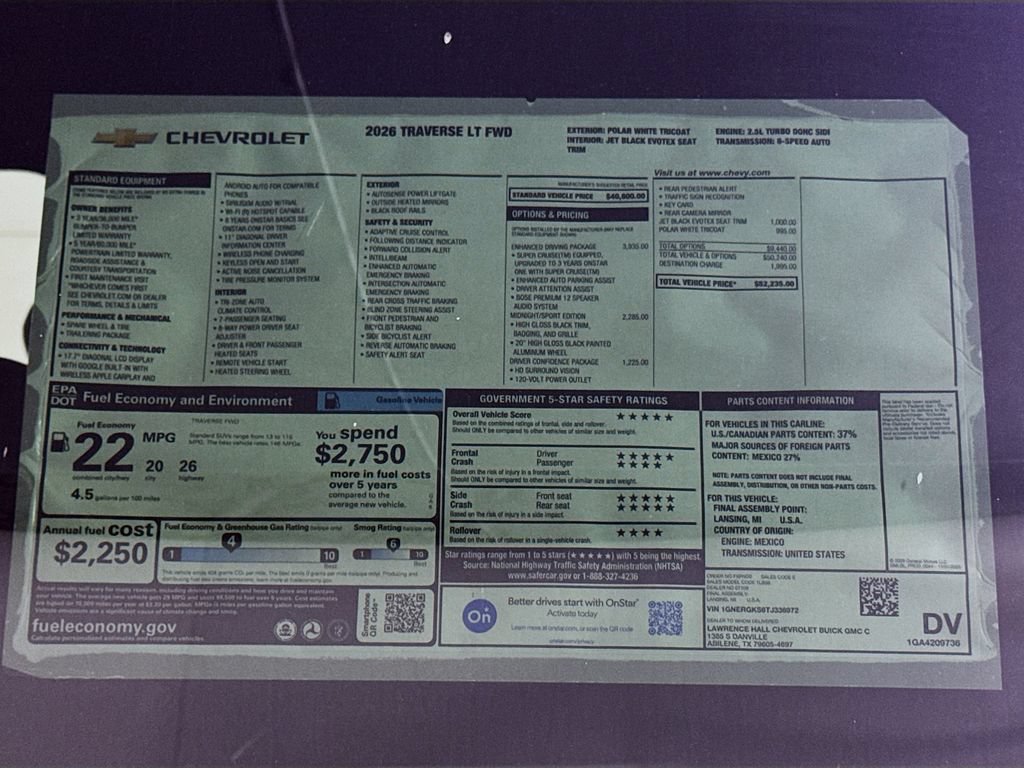 New 2026 Chevrolet Traverse LT w/ Enhanced Driving Package FWD image 20