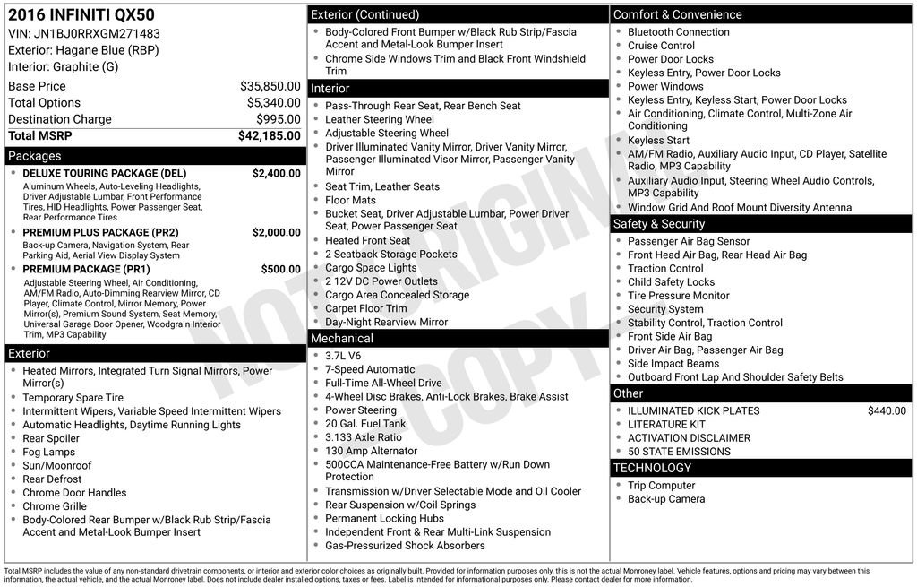 Used 2016 INFINITI QX50 AWD w/ Deluxe Touring Package image 5