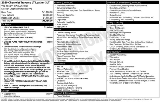Certified 2020 Chevrolet Traverse LT AWD/4WD image 33