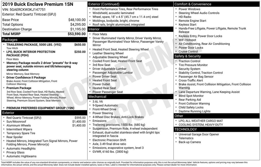 Used 2019 Buick Enclave Premium w/ Trailering Package, 5000 lbs. image 5