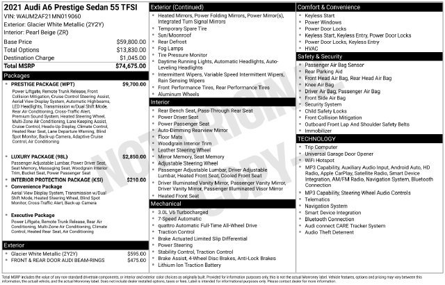 Used 2021 Audi A6 3.0T Prestige w/ Prestige Package AWD/4WD image 39