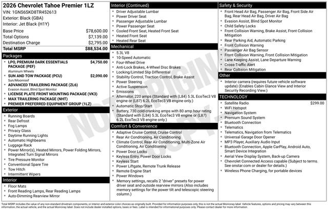 New 2026 Chevrolet Tahoe Premier AWD/4WD image 4