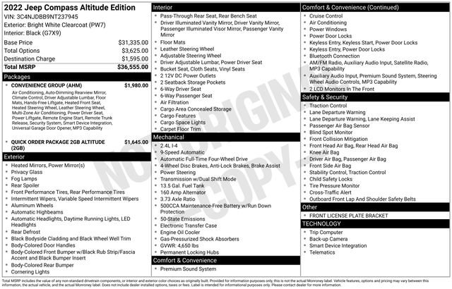 Used 2022 Jeep Compass Altitude w/ Convenience Group AWD/4WD image 31