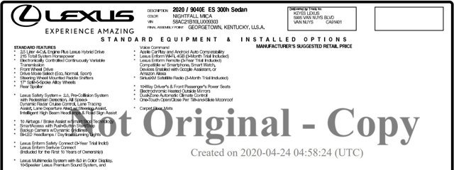 Used 2020 Lexus ES 300h video 2