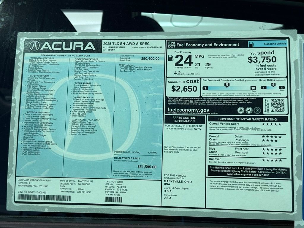 New 2025 Acura TLX SH-AWD w/ A-SPEC Pkg image 24