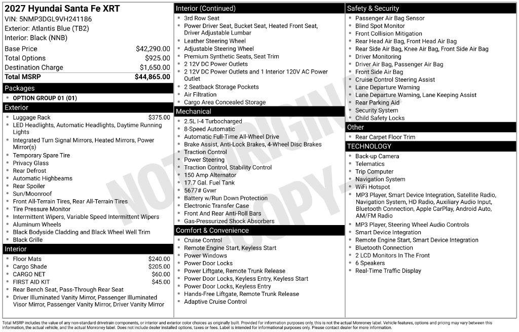 New 2027 Hyundai Santa Fe XRT AWD/4WD image 5