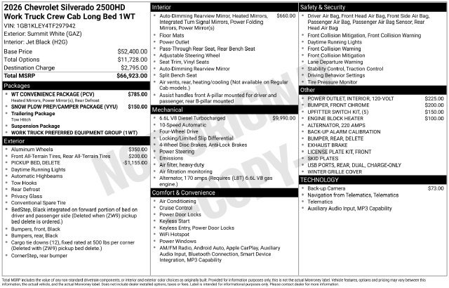 New 2026 Chevrolet Silverado 2500 W/T w/ WT Convenience Package AWD/4WD image 4