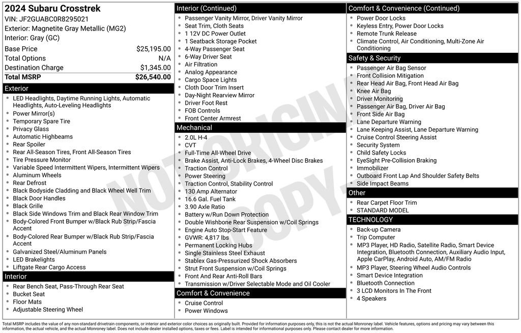 Certified 2024 Subaru Crosstrek 2.0i AWD/4WD image 33